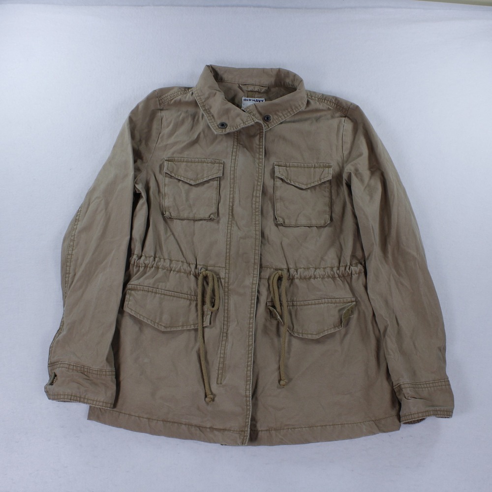 Old Navy Field Jacket Canvas Utility Coat Brown Women's Size S Cargo Military